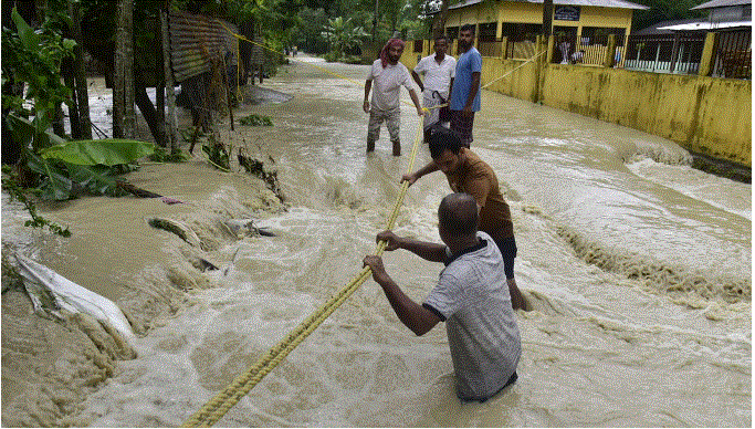 ඊසානදිග ඉන්දියාවේ මිලියන භාගයකට ආසන්න ජනතාවකට ගංවතුරෙන් පීඩා