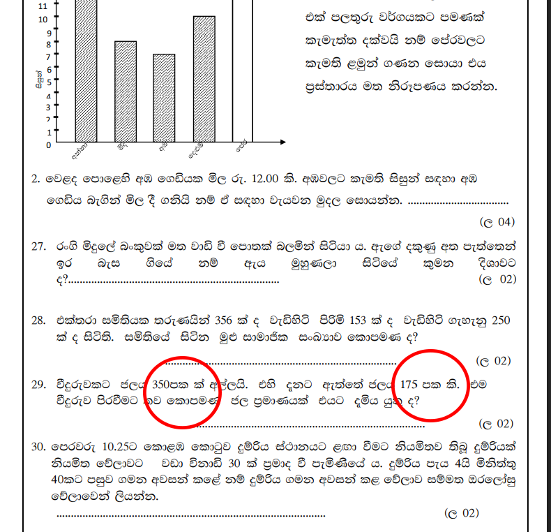උතුරුමැද  පෙරහුරු ශිෂ්‍යත්ව ප්‍රශ්න පත්‍රයට කුණු හරුප ආ හැටි